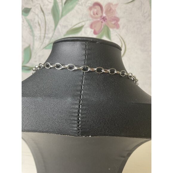 Silver & Blue Crystal Beaded Necklace With Alligator Pendant - Picture 2 of 3